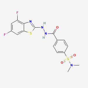 molecular formula C16H14F2N4O3S2 B3001216 4-(2-(4,6-difluorobenzo[d]thiazol-2-yl)hydrazinecarbonyl)-N,N-dimethylbenzenesulfonamide CAS No. 851988-28-8