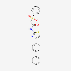 molecular formula C23H18N2O3S2 B3001217 N-(4-([1,1'-biphenyl]-4-yl)thiazol-2-yl)-2-(phenylsulfonyl)acetamide CAS No. 898405-84-0