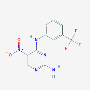 molecular formula C11H8F3N5O2 B3001219 5-nitro-N~4~-[3-(trifluoromethyl)phenyl]-2,4-pyrimidinediamine CAS No. 351858-26-9