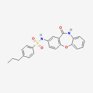 molecular formula C22H20N2O4S B3001226 N-(11-oxo-10,11-dihydrodibenzo[b,f][1,4]oxazepin-2-yl)-4-propylbenzenesulfonamide CAS No. 922062-67-7