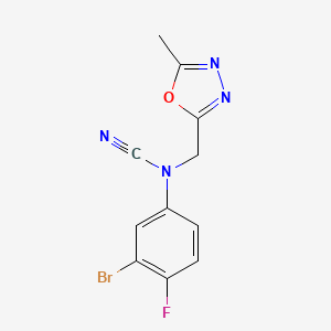 molecular formula C11H8BrFN4O B3001228 (3-Bromo-4-fluorophenyl)-[(5-methyl-1,3,4-oxadiazol-2-yl)methyl]cyanamide CAS No. 1436289-94-9