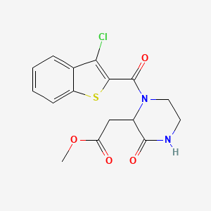 molecular formula C16H15ClN2O4S B3001248 Methyl 2-(1-(3-chlorobenzo[b]thiophene-2-carbonyl)-3-oxopiperazin-2-yl)acetate CAS No. 1009520-62-0