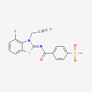 molecular formula C18H13FN2O3S2 B3001284 (Z)-N-(4-fluoro-3-(prop-2-yn-1-yl)benzo[d]thiazol-2(3H)-ylidene)-4-(methylsulfonyl)benzamide CAS No. 896359-80-1