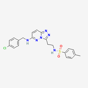 molecular formula C21H21ClN6O2S B3001287 N-(2-(6-((4-chlorobenzyl)amino)-[1,2,4]triazolo[4,3-b]pyridazin-3-yl)ethyl)-4-methylbenzenesulfonamide CAS No. 873002-88-1