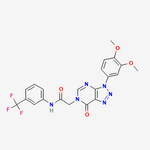 molecular formula C21H17F3N6O4 B3001288 2-(3-(3,4-dimethoxyphenyl)-7-oxo-3H-[1,2,3]triazolo[4,5-d]pyrimidin-6(7H)-yl)-N-(3-(trifluoromethyl)phenyl)acetamide CAS No. 872594-48-4