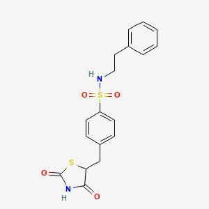 molecular formula C18H18N2O4S2 B3001290 4-[(2,4-dioxo-1,3-thiazolan-5-yl)methyl]-N-phenethylbenzenesulfonamide CAS No. 860650-91-5