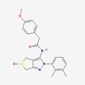 molecular formula C22H23N3O3S B3001293 N-[2-(2,3-dimethylphenyl)-5-oxo-4,6-dihydrothieno[3,4-c]pyrazol-3-yl]-2-(4-methoxyphenyl)acetamide CAS No. 958976-81-3