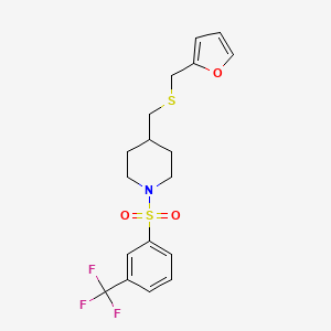4-(((Furan-2-ylmethyl)thio)methyl)-1-((3-(trifluoromethyl)phenyl)sulfonyl)piperidine