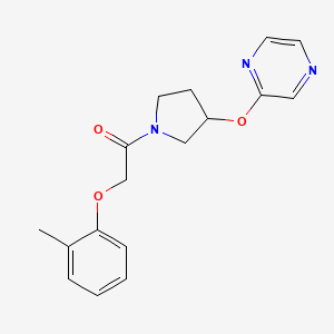 molecular formula C17H19N3O3 B3001301 1-(3-(Pyrazin-2-yloxy)pyrrolidin-1-yl)-2-(o-tolyloxy)ethanone CAS No. 2034279-84-8