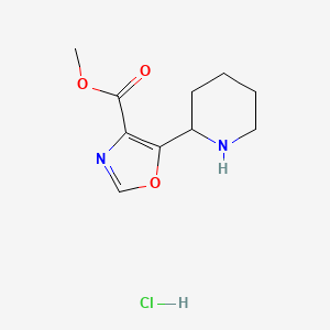 molecular formula C10H15ClN2O3 B3001334 Methyl 5-piperidin-2-yl-1,3-oxazole-4-carboxylate;hydrochloride CAS No. 2287332-60-7
