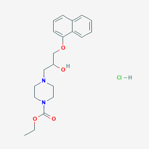 molecular formula C20H27ClN2O4 B3001369 Ethyl 4-(2-hydroxy-3-(naphthalen-1-yloxy)propyl)piperazine-1-carboxylate hydrochloride CAS No. 1323621-62-0