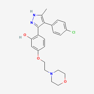 B3001380 2-(4-(4-chlorophenyl)-5-methyl-1H-pyrazol-3-yl)-5-(2-morpholinoethoxy)phenol CAS No. 1093065-61-2