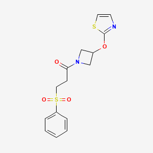 3-(Phenylsulfonyl)-1-(3-(thiazol-2-yloxy)azetidin-1-yl)propan-1-one