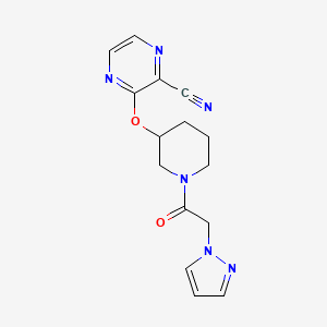 3-((1-(2-(1H-pyrazol-1-yl)acetyl)piperidin-3-yl)oxy)pyrazine-2-carbonitrile