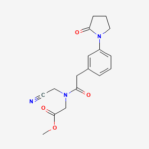 molecular formula C17H19N3O4 B3001426 Methyl 2-[cyanomethyl-[2-[3-(2-oxopyrrolidin-1-yl)phenyl]acetyl]amino]acetate CAS No. 2224376-19-4