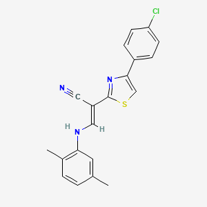 (E)-2-(4-(4-chlorophenyl)thiazol-2-yl)-3-((2,5-dimethylphenyl)amino)acrylonitrile