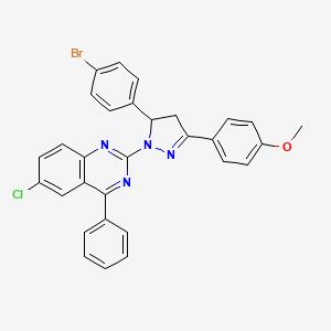 2-(5-(4-bromophenyl)-3-(4-methoxyphenyl)-4,5-dihydro-1H-pyrazol-1-yl)-6-chloro-4-phenylquinazoline