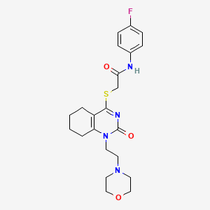 molecular formula C22H27FN4O3S B3001498 N-(4-fluorophenyl)-2-((1-(2-morpholinoethyl)-2-oxo-1,2,5,6,7,8-hexahydroquinazolin-4-yl)thio)acetamide CAS No. 898460-94-1