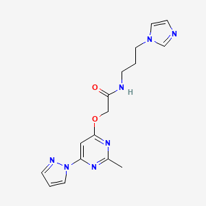 N-(3-(1H-imidazol-1-yl)propyl)-2-((2-methyl-6-(1H-pyrazol-1-yl)pyrimidin-4-yl)oxy)acetamide