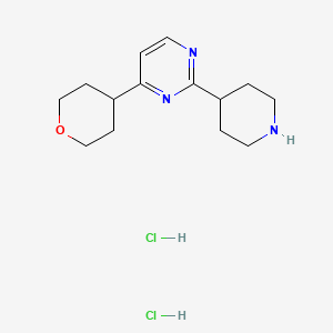 molecular formula C14H23Cl2N3O B3001543 4-(Oxan-4-yl)-2-(piperidin-4-yl)pyrimidine dihydrochloride CAS No. 2059942-36-6
