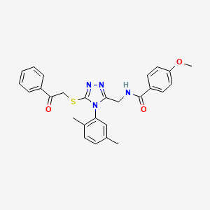 N-[[4-(2,5-dimethylphenyl)-5-phenacylsulfanyl-1,2,4-triazol-3-yl]methyl]-4-methoxybenzamide