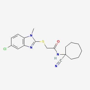 molecular formula C18H21ClN4OS B3001559 2-(5-chloro-1-methylbenzimidazol-2-yl)sulfanyl-N-(1-cyanocycloheptyl)acetamide CAS No. 1223399-93-6