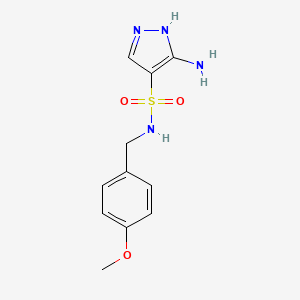 molecular formula C11H14N4O3S B3001582 5-amino-N-[(4-methoxyphenyl)methyl]-1H-pyrazole-4-sulfonamide CAS No. 1184583-83-2