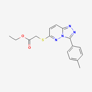molecular formula C16H16N4O2S B3001638 Ethyl 2-((3-(p-tolyl)-[1,2,4]triazolo[4,3-b]pyridazin-6-yl)thio)acetate CAS No. 852375-98-5