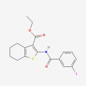 molecular formula C18H18INO3S B3001668 Ethyl 2-{[(3-iodophenyl)carbonyl]amino}-4,5,6,7-tetrahydro-1-benzothiophene-3-carboxylate CAS No. 324065-40-9
