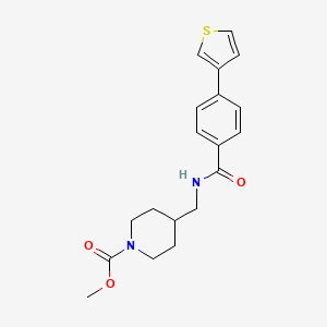 molecular formula C19H22N2O3S B3001732 Methyl 4-((4-(thiophen-3-yl)benzamido)methyl)piperidine-1-carboxylate CAS No. 2034409-51-1