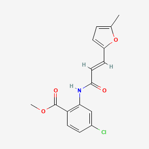 molecular formula C16H14ClNO4 B3001971 METHYL 4-CHLORO-2-[(2E)-3-(5-METHYLFURAN-2-YL)PROP-2-ENAMIDO]BENZOATE CAS No. 1164536-53-1