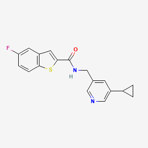 molecular formula C18H15FN2OS B3002019 N-[(5-cyclopropylpyridin-3-yl)methyl]-5-fluoro-1-benzothiophene-2-carboxamide CAS No. 2034227-61-5