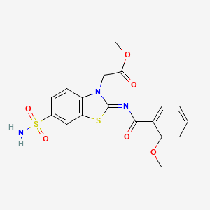 Methyl 2-[2-(2-methoxybenzoyl)imino-6-sulfamoyl-1,3-benzothiazol-3-yl]acetate