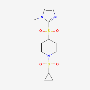 molecular formula C12H19N3O4S2 B3002128 1-(cyclopropylsulfonyl)-4-((1-methyl-1H-imidazol-2-yl)sulfonyl)piperidine CAS No. 2034289-13-7