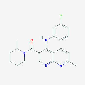 molecular formula C22H23ClN4O B3002149 N-(3-chlorophenyl)-7-methyl-3-(2-methylpiperidine-1-carbonyl)-1,8-naphthyridin-4-amine CAS No. 1251588-40-5