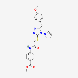 molecular formula C24H23N5O4S B3002219 methyl 4-[({[5-(4-methoxybenzyl)-4-(1H-pyrrol-1-yl)-4H-1,2,4-triazol-3-yl]sulfanyl}acetyl)amino]benzoate CAS No. 896307-07-6