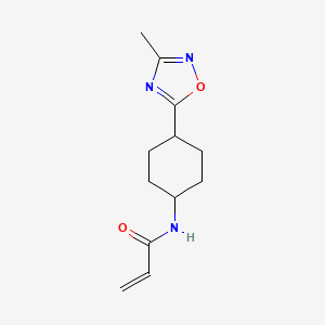 molecular formula C12H17N3O2 B3002276 N-[4-(3-Methyl-1,2,4-oxadiazol-5-yl)cyclohexyl]prop-2-enamide CAS No. 2125700-69-6