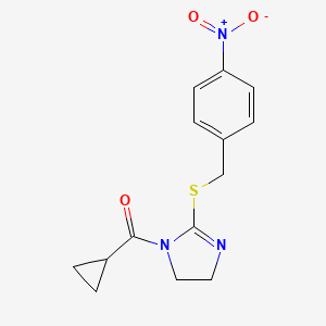 Cyclopropyl-[2-[(4-nitrophenyl)methylsulfanyl]-4,5-dihydroimidazol-1-yl]methanone