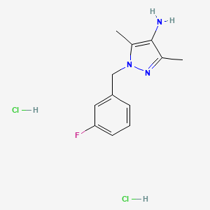 molecular formula C12H16Cl2FN3 B3002419 1-(3-Fluorobenzyl)-3,5-dimethyl-1H-pyrazol-4-amine dihydrochloride CAS No. 1185360-65-9