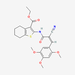 molecular formula C24H26N2O6S B3002424 Ethyl 2-[[(Z)-2-cyano-3-(2,4,5-trimethoxyphenyl)prop-2-enoyl]amino]-4,5,6,7-tetrahydro-1-benzothiophene-3-carboxylate CAS No. 722477-88-5