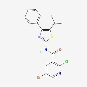 5-bromo-2-chloro-N-(4-phenyl-5-propan-2-yl-1,3-thiazol-2-yl)pyridine-3-carboxamide