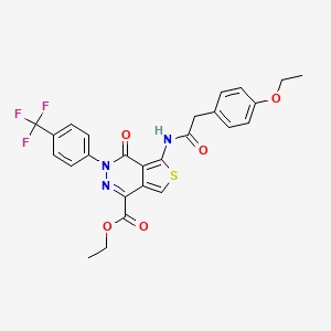 B3002529 Ethyl 5-(2-(4-ethoxyphenyl)acetamido)-4-oxo-3-(4-(trifluoromethyl)phenyl)-3,4-dihydrothieno[3,4-d]pyridazine-1-carboxylate CAS No. 851951-41-2