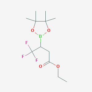 molecular formula C12H20BF3O4 B3002776 Ethyl 4,4,4-trifluoro-3-(4,4,5,5-tetramethyl-1,3,2-dioxaborolan-2-yl)butanoate CAS No. 1927937-85-6