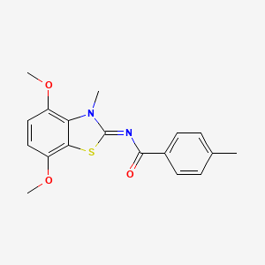molecular formula C18H18N2O3S B3002827 N-[(2Z)-4,7-dimethoxy-3-methyl-2,3-dihydro-1,3-benzothiazol-2-ylidene]-4-methylbenzamide CAS No. 868368-87-0
