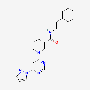 1-(6-(1H-pyrazol-1-yl)pyrimidin-4-yl)-N-(2-(cyclohex-1-en-1-yl)ethyl)piperidine-3-carboxamide