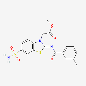 (Z)-methyl 2-(2-((3-methylbenzoyl)imino)-6-sulfamoylbenzo[d]thiazol-3(2H)-yl)acetate