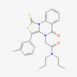 2-[3-(3-methylphenyl)-5-oxo-1-sulfanylidene-[1,3]thiazolo[3,4-a]quinazolin-4-yl]-N,N-dipropylacetamide