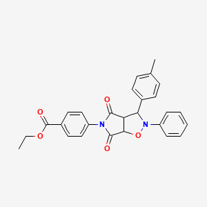 molecular formula C27H24N2O5 B3002881 ethyl 4-[3-(4-methylphenyl)-4,6-dioxo-2-phenyl-3a,6a-dihydro-3H-pyrrolo[3,4-d][1,2]oxazol-5-yl]benzoate CAS No. 1005085-25-5