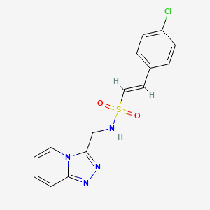 molecular formula C15H13ClN4O2S B3002882 (E)-2-(4-Chlorophenyl)-N-([1,2,4]triazolo[4,3-a]pyridin-3-ylmethyl)ethenesulfonamide CAS No. 1627479-49-5
