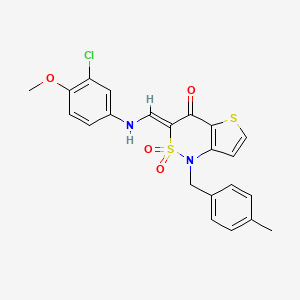 (3Z)-3-{[(3-chloro-4-methoxyphenyl)amino]methylene}-1-(4-methylbenzyl)-1H-thieno[3,2-c][1,2]thiazin-4(3H)-one 2,2-dioxide